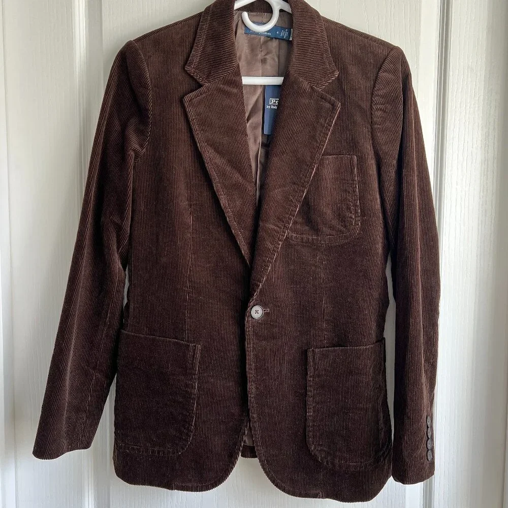 NWT POLO RALPH LAUREN CORDUROY BUTTON BLAZER JACKET DARK BEECH BROWN SIZE 6 - Picture 1 of 15